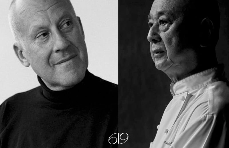 Norman Foster of Foster + Partners and Nobu Matsuhisa — design team behind 619 Brickell