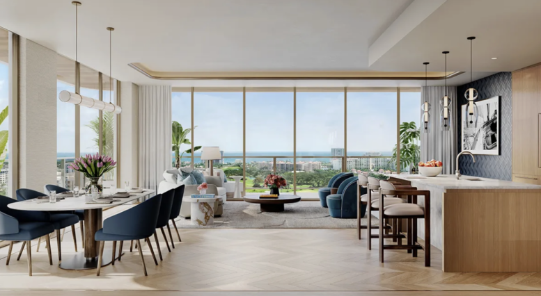 Mr. C Residences Boca Raton exterior rendering — 12-story tower in downtown Boca