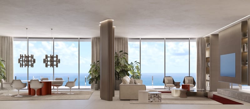 Vita at Grove Isle penthouse living and dining