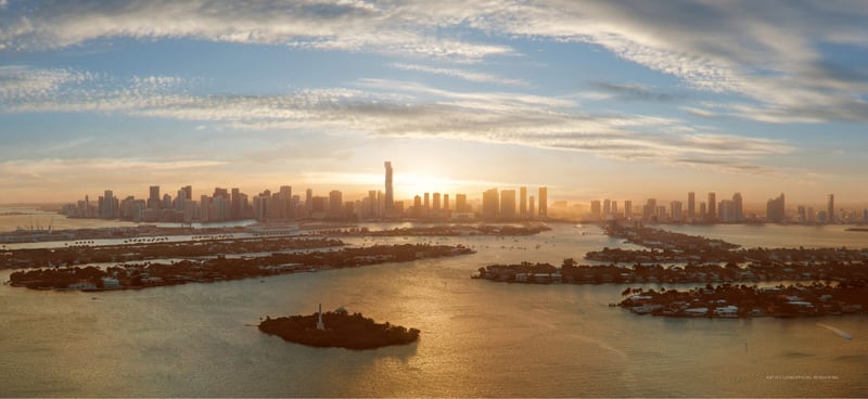Waldorf Astoria Miami exterior at sunset